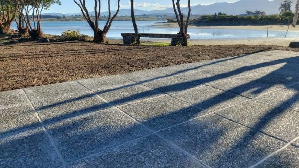 Paving at Jackett Island - Orari Brown Pavers from Urban Design